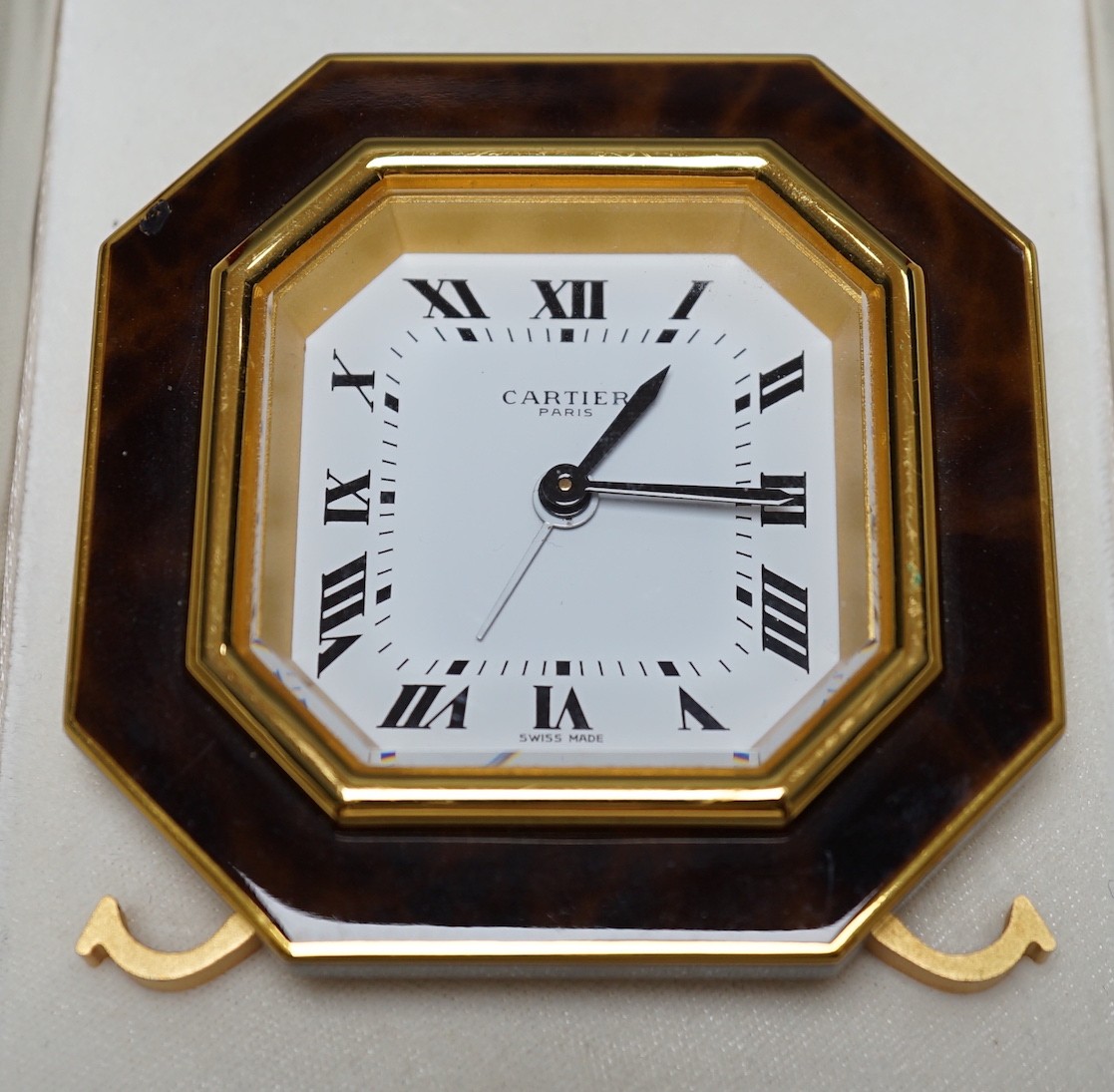 A Must de Cartier travelling clock, 7cm, in original case